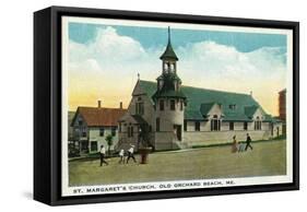 Old Orchard Beach, Maine - St. Margaret's Church Exterior-Lantern Press-Framed Stretched Canvas