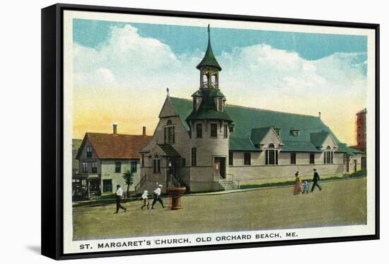 Old Orchard Beach, Maine - St. Margaret's Church Exterior-Lantern Press-Framed Stretched Canvas