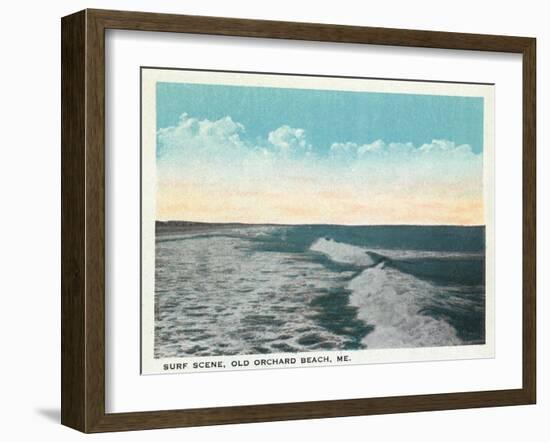 Old Orchard Beach, Maine - View of Surf-Lantern Press-Framed Art Print