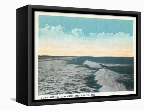 Old Orchard Beach, Maine - View of Surf-Lantern Press-Framed Stretched Canvas