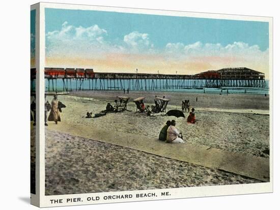 Old Orchard Beach, Maine - View of the Pier-Lantern Press-Stretched Canvas