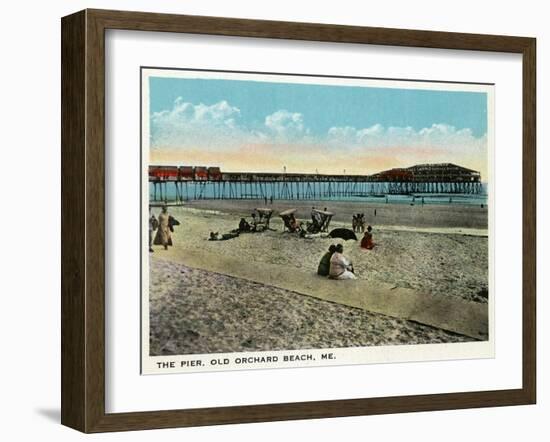 Old Orchard Beach, Maine - View of the Pier-Lantern Press-Framed Art Print