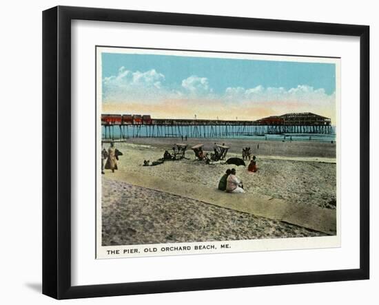 Old Orchard Beach, Maine - View of the Pier-Lantern Press-Framed Art Print