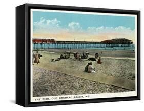 Old Orchard Beach, Maine - View of the Pier-Lantern Press-Framed Stretched Canvas