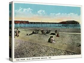 Old Orchard Beach, Maine - View of the Pier-Lantern Press-Stretched Canvas