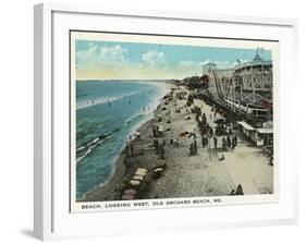 Old Orchard Beach, Maine - West View of Beach-Lantern Press-Framed Art Print