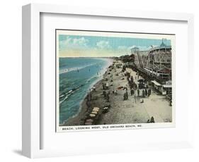 Old Orchard Beach, Maine - West View of Beach-Lantern Press-Framed Art Print