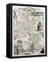 Old Oxfordshire Map-marzolino-Framed Stretched Canvas