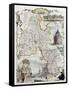 Old Oxfordshire Map-marzolino-Framed Stretched Canvas