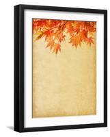 Old Paper with Autumn Leaves-A_nella-Framed Art Print