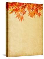 Old Paper with Autumn Leaves-A_nella-Stretched Canvas