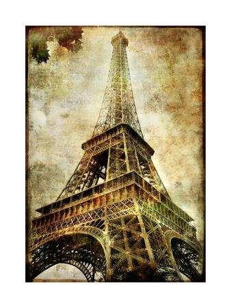 'Old Paris -Vintage Series - Eiffel Tower' Posters - Maugli-l