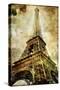 Old Paris -Vintage Series - Eiffel Tower-Maugli-l-Stretched Canvas
