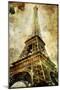 Old Paris -Vintage Series - Eiffel Tower-Maugli-l-Mounted Art Print