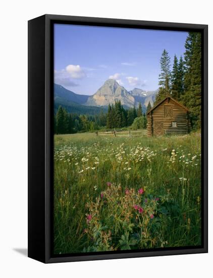 Old Park Service cabin in the Cut Bank Valley of Glacier National Park in Montana-Chuck Haney-Framed Stretched Canvas