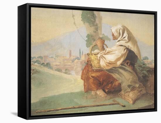 Old Peasant Lady-Giandomenico Tiepolo-Framed Stretched Canvas