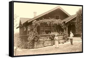 Old People with Craftsman House-null-Framed Stretched Canvas