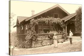 Old People with Craftsman House-null-Stretched Canvas
