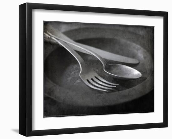 Old Pewter Flatware on an Old Pewter Plate-Steve Lupton-Framed Photographic Print