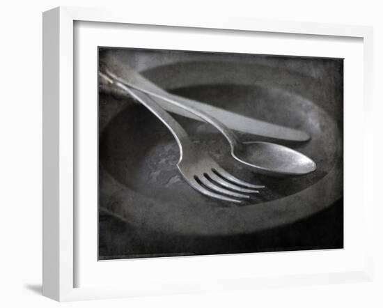 Old Pewter Flatware on an Old Pewter Plate-Steve Lupton-Framed Photographic Print