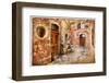 Old Pictorial Greek Streets - Vintage Artistic Series-Maugli-l-Framed Photographic Print