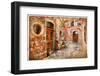 Old Pictorial Greek Streets - Vintage Artistic Series-Maugli-l-Framed Photographic Print