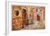 Old Pictorial Greek Streets - Vintage Artistic Series-Maugli-l-Framed Photographic Print