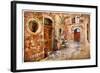 Old Pictorial Greek Streets - Vintage Artistic Series-Maugli-l-Framed Photographic Print