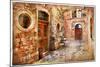 Old Pictorial Greek Streets - Vintage Artistic Series-Maugli-l-Mounted Photographic Print