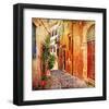 Old Pictorial Greek Streets-null-Framed Art Print