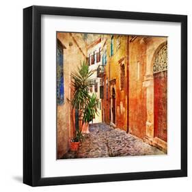 Old Pictorial Greek Streets-null-Framed Art Print