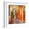 Old Pictorial Greek Streets-null-Framed Art Print