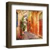 Old Pictorial Greek Streets-null-Framed Art Print