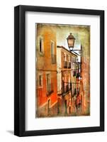 Old Pictorial Streets of Ancient Town of Spain - Artistic Picture-Maugli-l-Framed Photographic Print