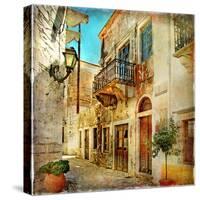 Old Pictorial Streets Of Greece - Artistic Picture-Maugli-l-Stretched Canvas