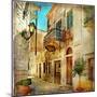 Old Pictorial Streets Of Greece - Artistic Picture-Maugli-l-Mounted Art Print