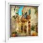 Old Pictorial Streets Of Greece - Artistic Picture-Maugli-l-Framed Art Print