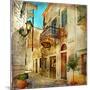 Old Pictorial Streets Of Greece - Artistic Picture-Maugli-l-Mounted Art Print