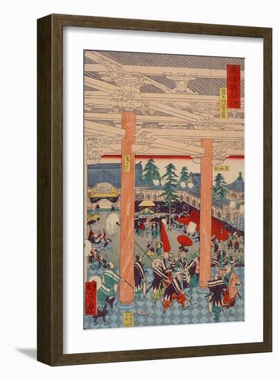 Old Picture of the Rashomon Gate from the Series Scenes of Famous Places-Kyosai Kawanabe-Framed Giclee Print