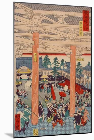 Old Picture of the Rashomon Gate from the Series Scenes of Famous Places-Kyosai Kawanabe-Mounted Giclee Print