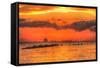 Old Pier and Gull after Sunset-Robert Goldwitz-Framed Stretched Canvas