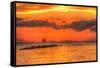 Old Pier and Gull after Sunset-Robert Goldwitz-Framed Stretched Canvas