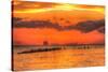 Old Pier and Gull after Sunset-Robert Goldwitz-Stretched Canvas