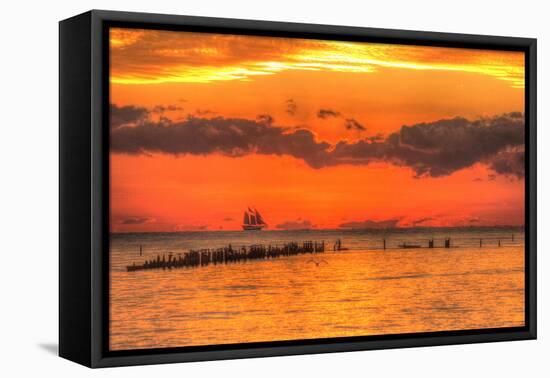 Old Pier and Gull after Sunset-Robert Goldwitz-Framed Stretched Canvas