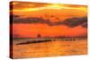 Old Pier and Gull after Sunset-Robert Goldwitz-Stretched Canvas