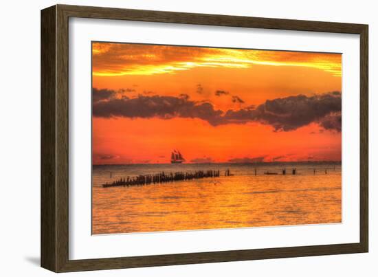 Old Pier and Gull after Sunset-Robert Goldwitz-Framed Photographic Print