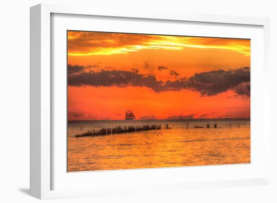 Old Pier and Gull after Sunset-Robert Goldwitz-Framed Photographic Print