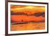 Old Pier and Gull after Sunset-Robert Goldwitz-Framed Photographic Print