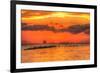 Old Pier and Gull after Sunset-Robert Goldwitz-Framed Photographic Print