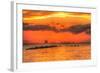 Old Pier and Gull after Sunset-Robert Goldwitz-Framed Photographic Print